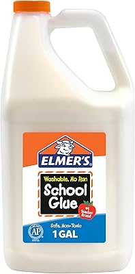 Elmers White Liquid School Glue, 1 Gallon, Safe, Washable, 1 Count, #1 Teacher Brand, Bulk Arts & Crafts, Projects, Classroom Supplies, Great for Making Slime