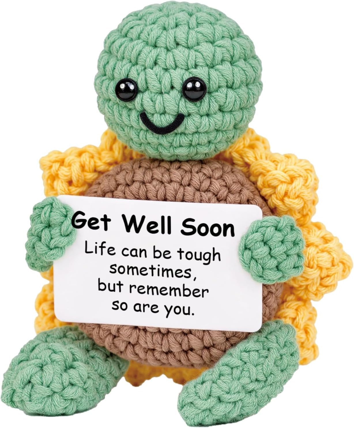 ALUNME Get Well Soon Gifts for Women Men - Cute Handmade Crochet Turtle with Sunflower Shell, Positive Get Well Gift for Women Friend Family, Feel Better Gift for Surgery Recovery (get well soon)