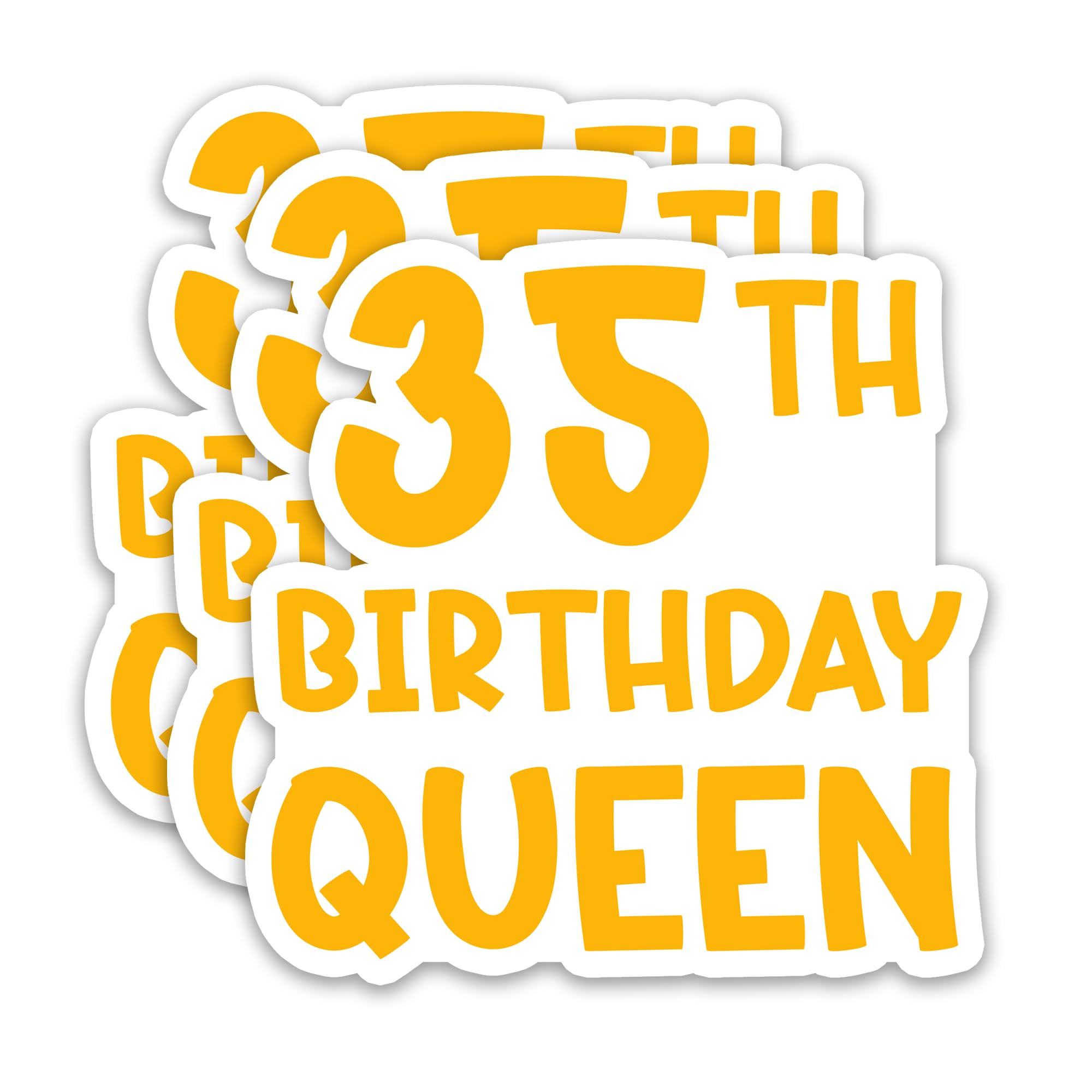 Photo 1 of (3Pcs) 35th Birthday Queen Stickers – Happy Birthday Gift for Wife, Mom, Brother, Sister, Girlfriend or Friend – Waterproof Vinyl Decals for Laptop, Journal, Scrapbook, Water Bottle – 3 x 2 inch
