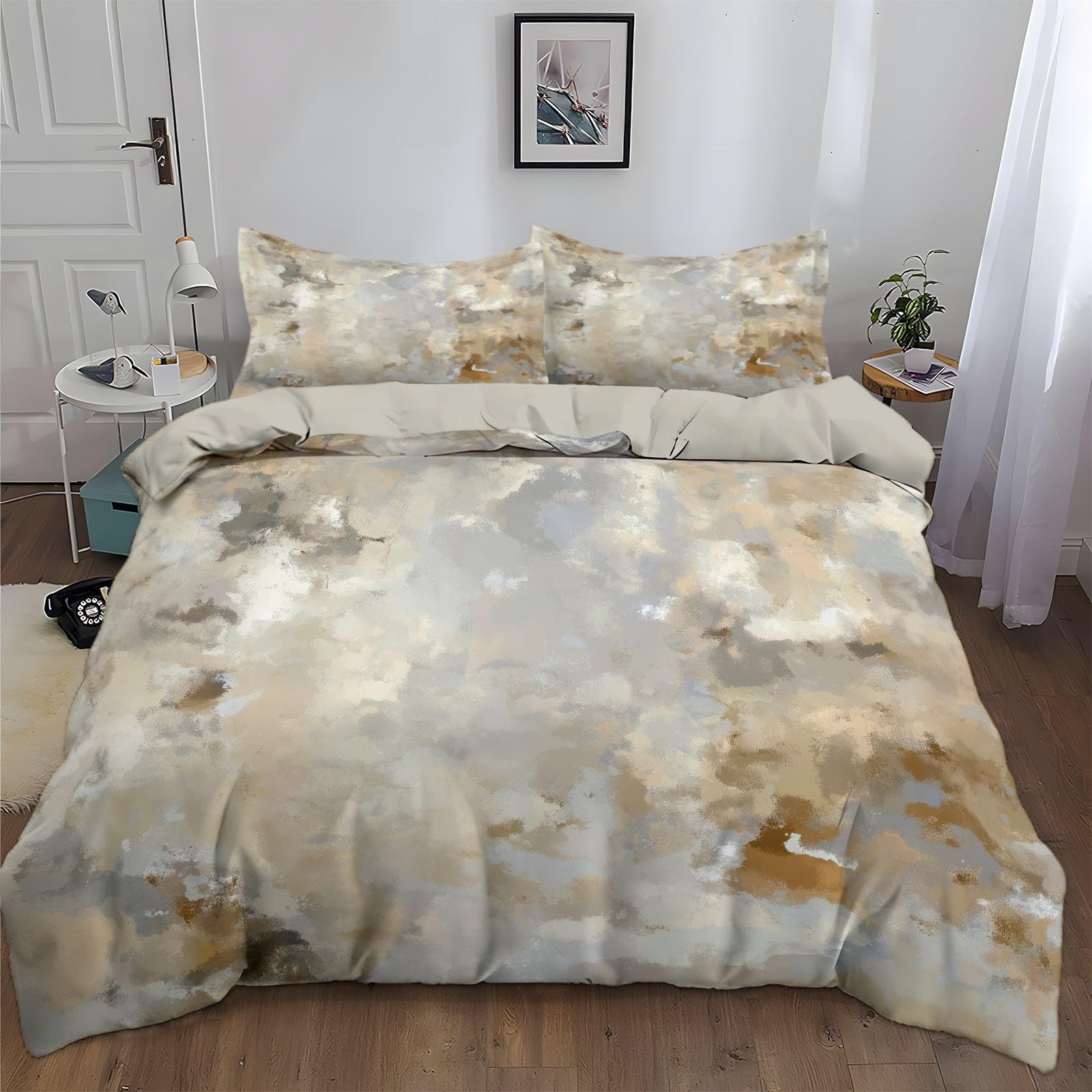 Nowoczesna pościel 240 x 220 cm, poszewka na kołdrę z mikrofibry, antyczna, pociągnięcie pędzlem, tekstura, przyjazna dla skóry i przytulna, nie gniecie się, nadaje się na lato i zimę, rozmiar: 3