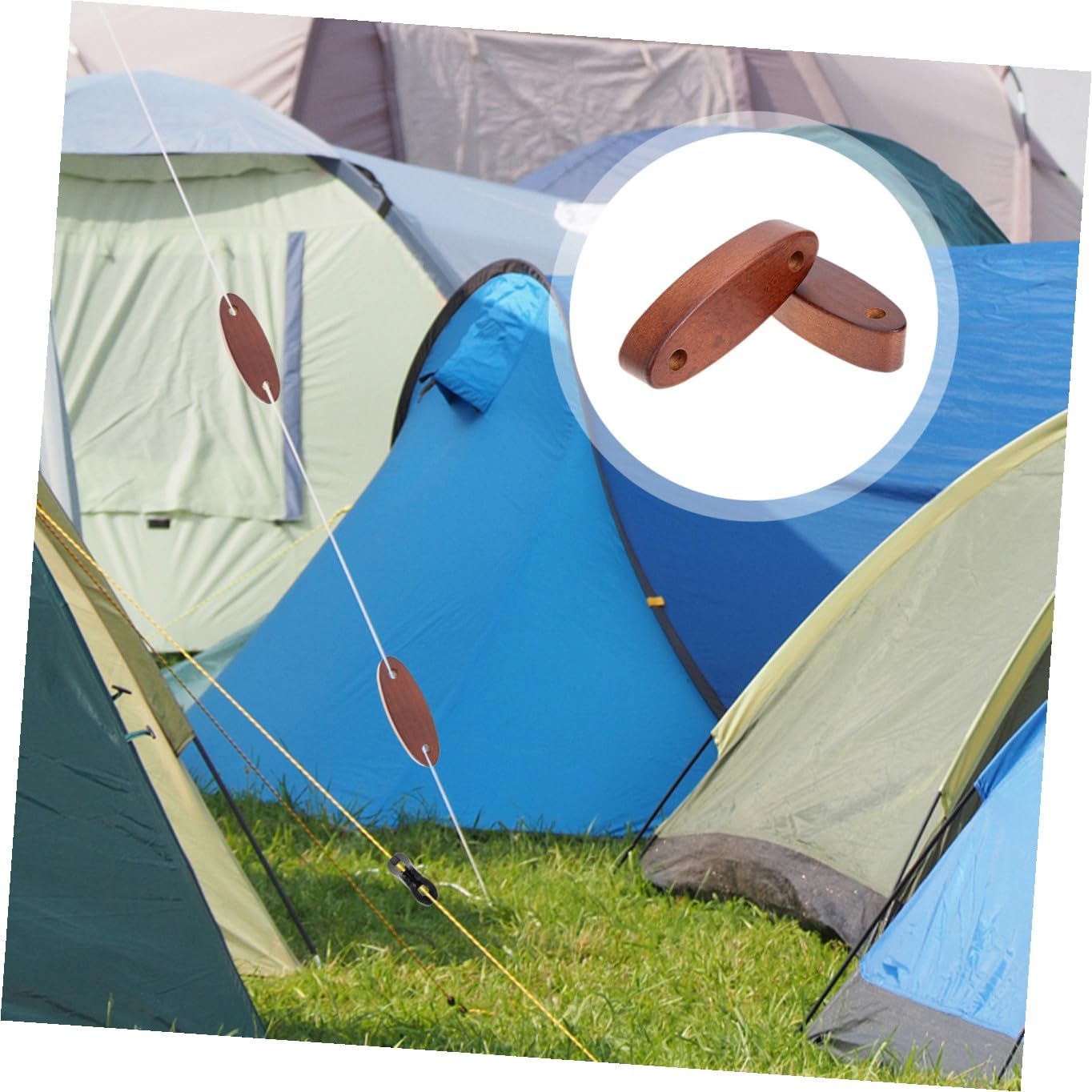 2Pcs Wooden Tent Rope Buckle Tensioner for Camping Outdoor Use Clothesline Adjuster Easy Pull Design for Backpacking and Hiking Gear