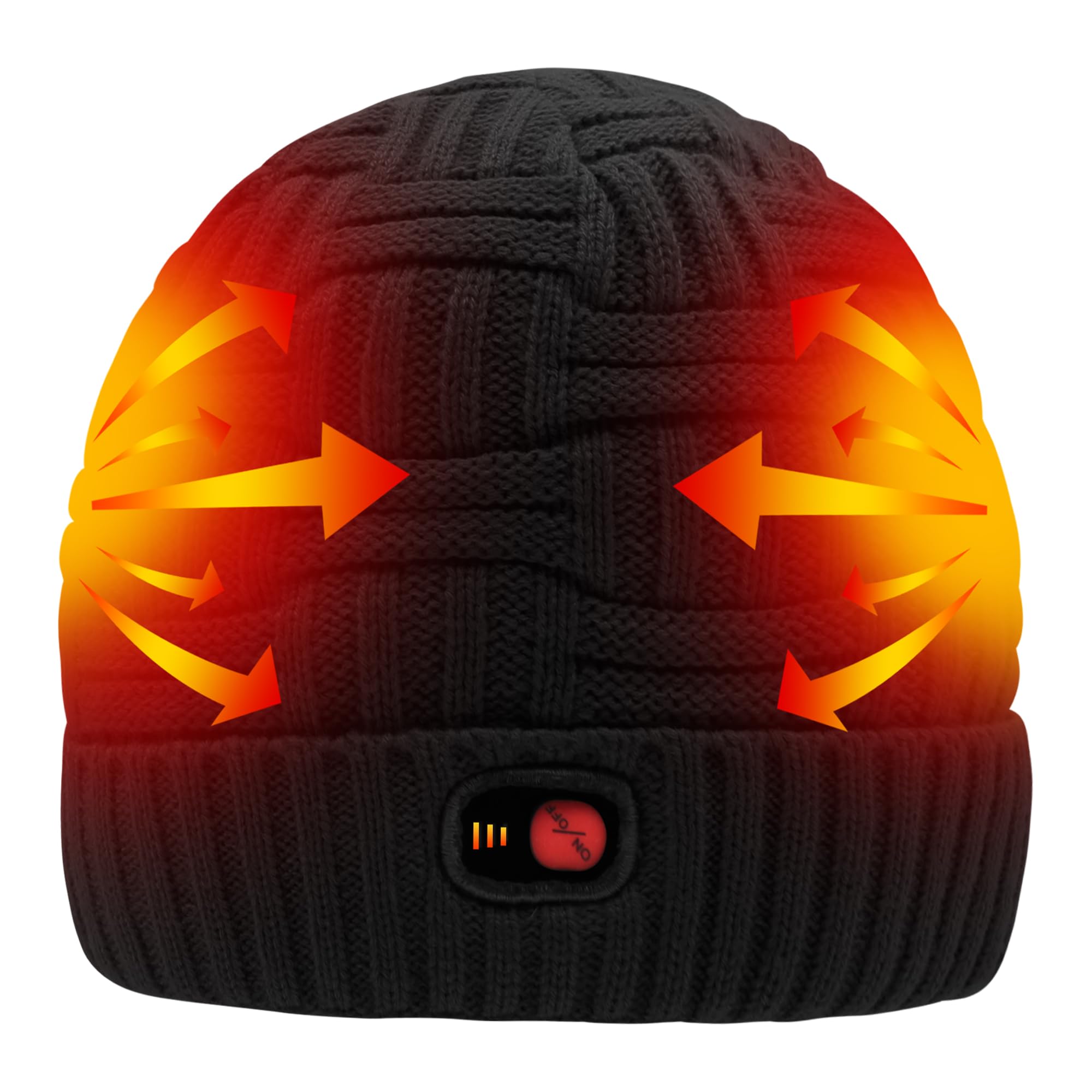 Svpro Gorro calentado con batería recargable de 7,4 V, batería de polímero de litio que dura hasta 3-7 horas, gorro eléctrico calentable para mujeres y hombres, gorro calefactor, Negro-Z, L
