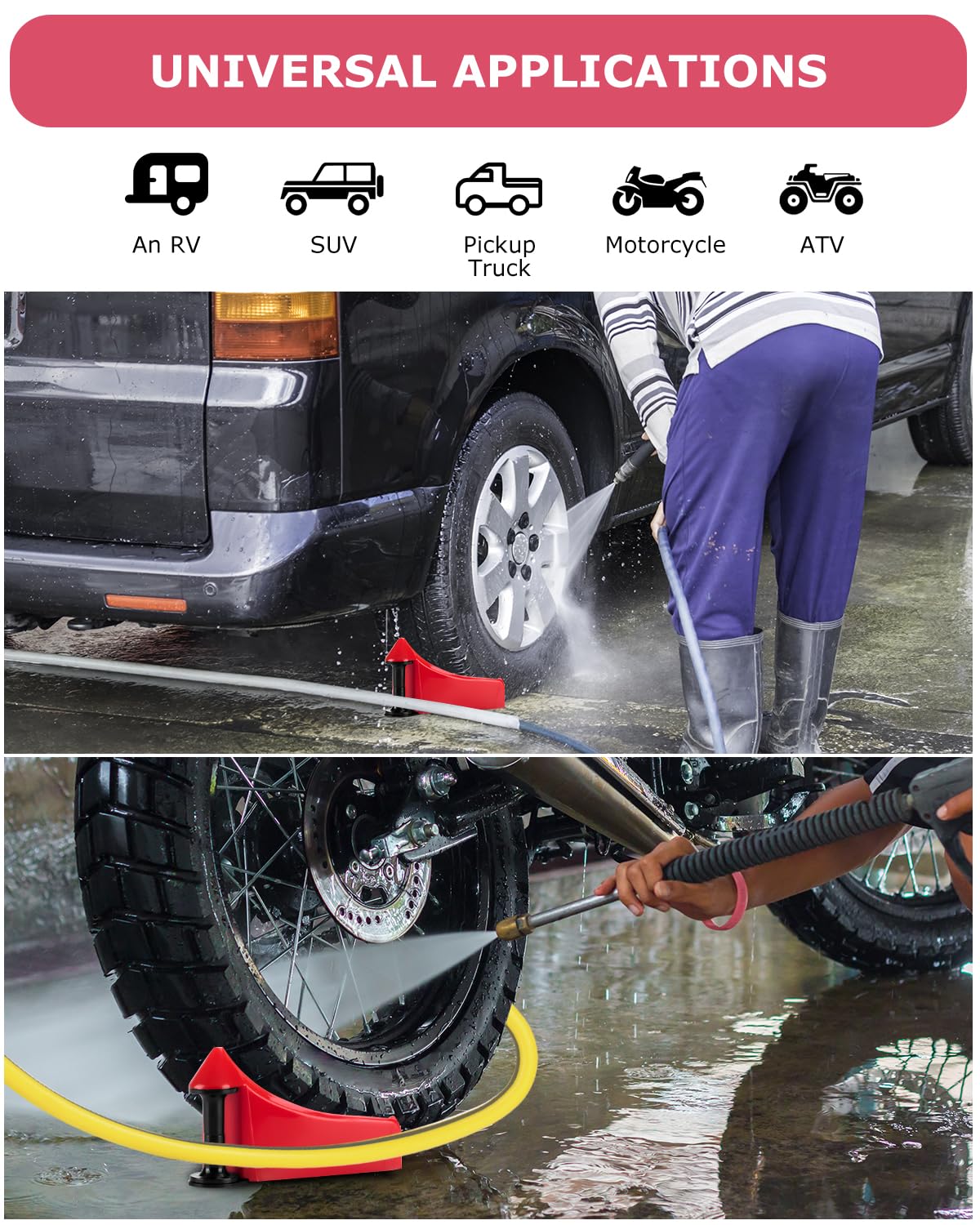 2 Guides De Tuyau Pour Lavage Voiture - Noir Plastique - 16,3x11,5x7,3 Cm - Empêche Le Tuyau De Coincer Sous Les Pneus - 9
