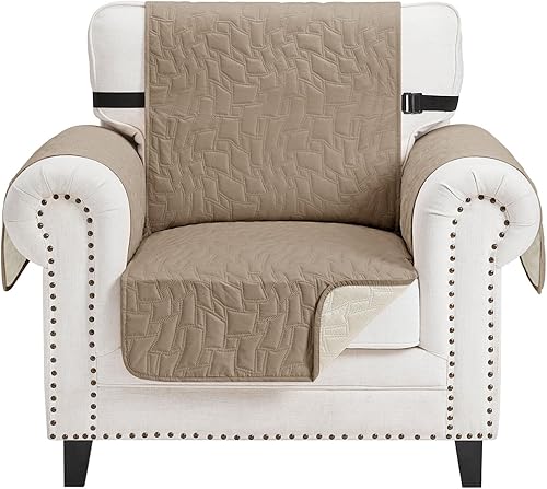 Miniatura 21 de CUCRAF Funda acolchada antideslizante para sofá, resistente al agua, protector de muebles para sofá de 3 cojines, apto para mascotas, funda de sofá