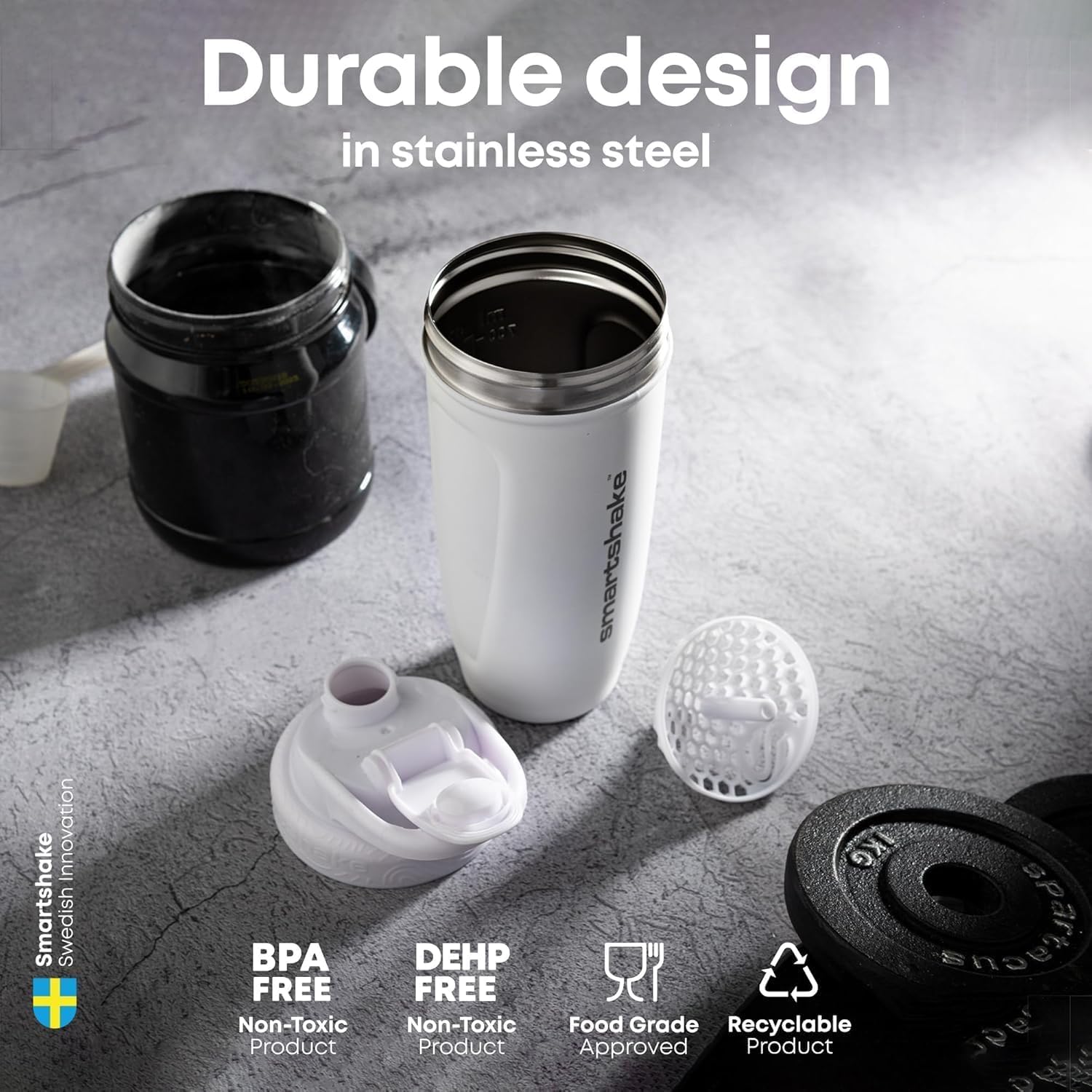 Smartshake Reforce - Shaker de protéines en acier inoxydable - 900 ml - Couvercle étanche à visser - Sans BPA - Unisexe - Vendredi 13