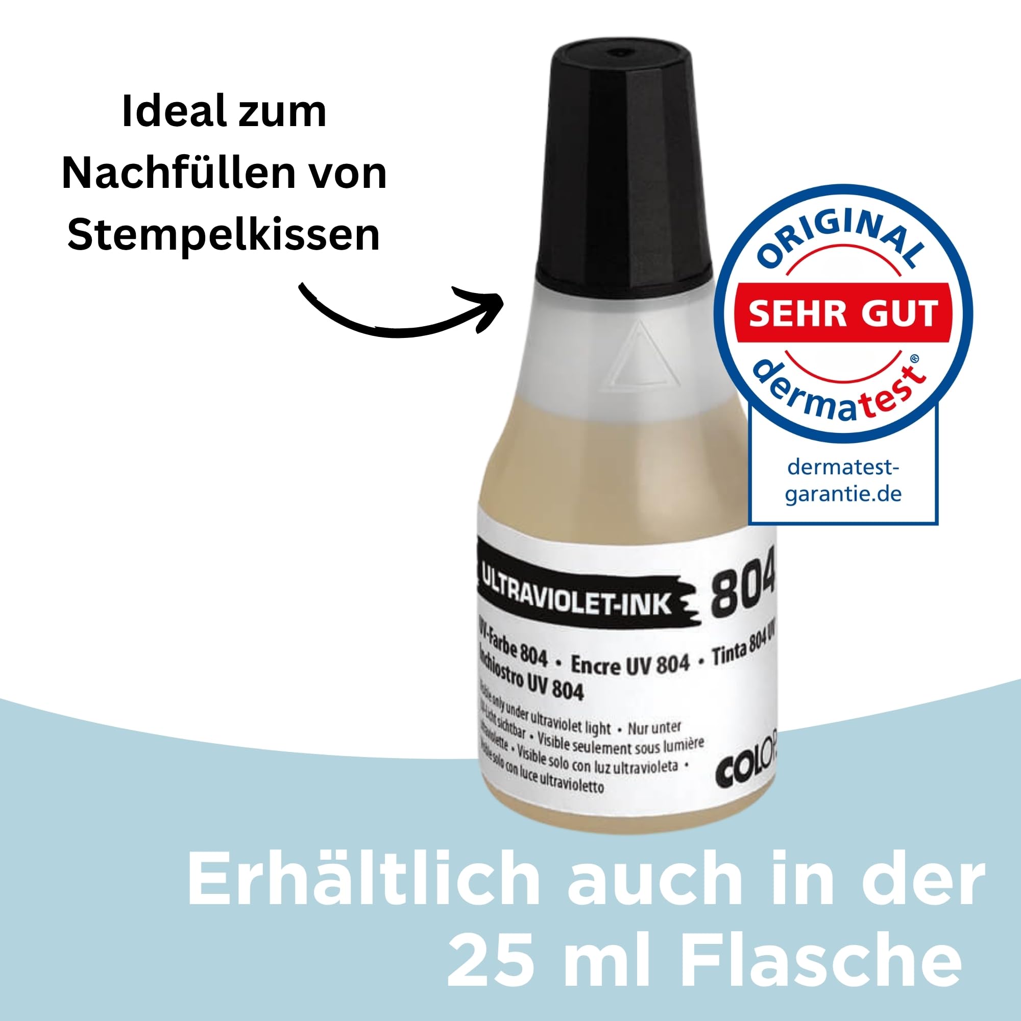 COLOP UV-Stempel-Farbe 804, unsichtbar, 250 ml, Abdruck nur sichtbar unter UV-Lampe