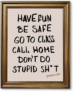 Framed College Rules Poster Canvas Print Art - 12L"x16W"
