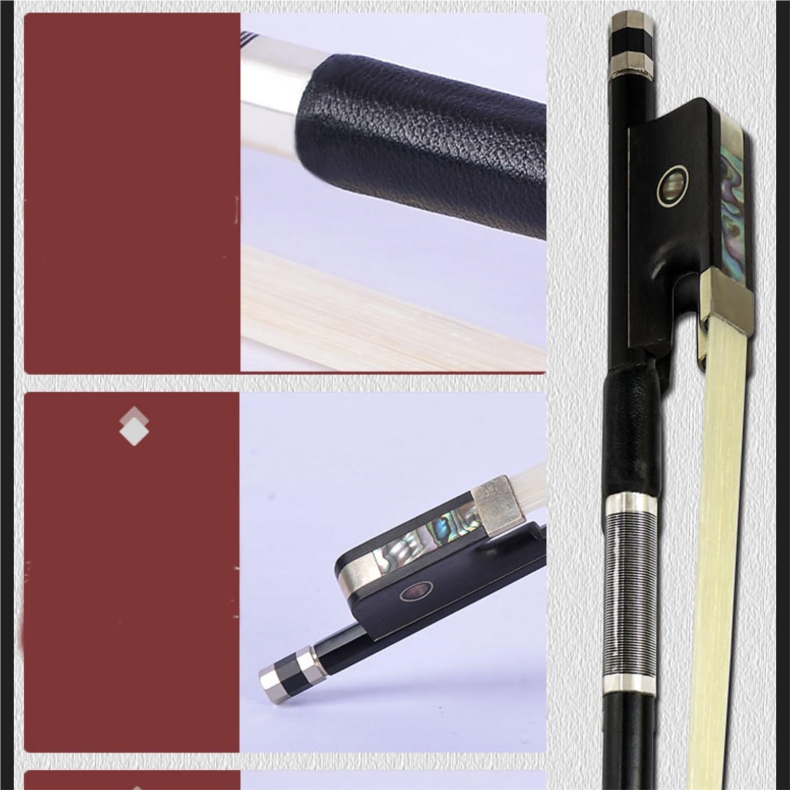 Arco Violín Profesional Arco de violín de fibra de carbono nivel de juego para adultos viola 4/4(1/2 carbon fiber all black)