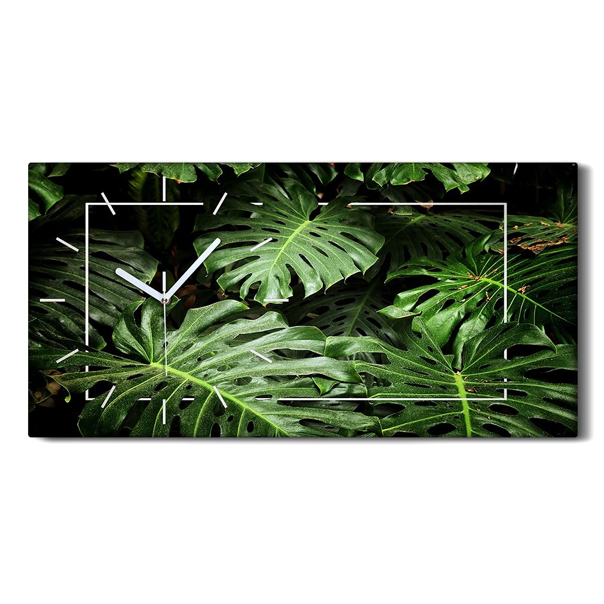 Horloge sur Toile sans tic-tac idéale pour dormir au calme dans une chambre déco Monstera