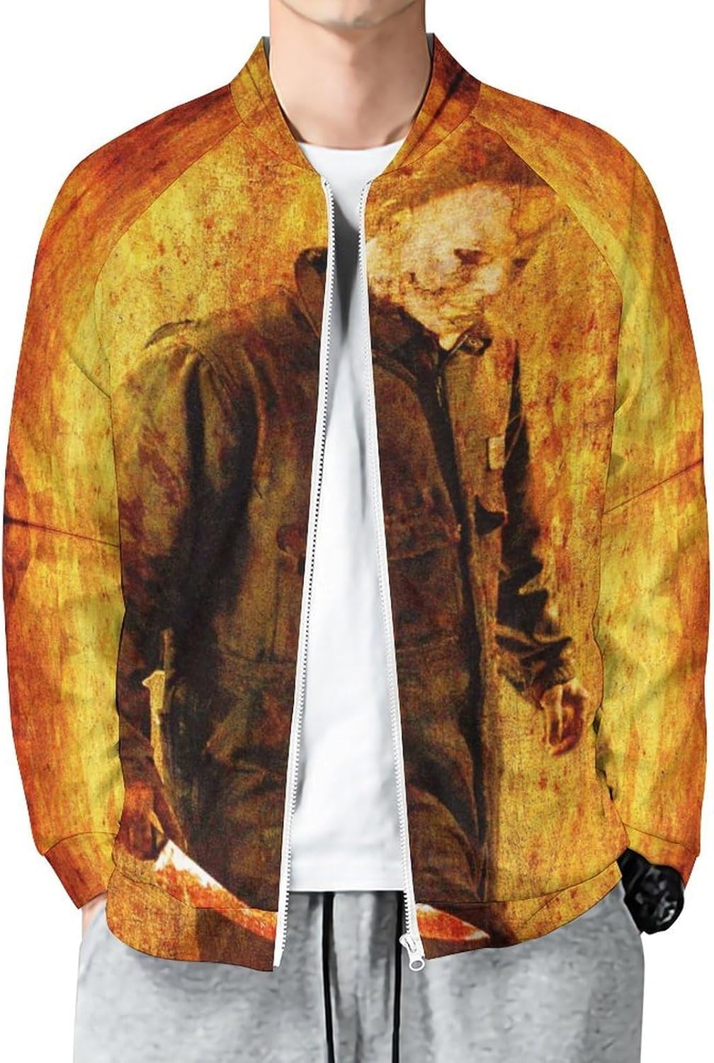 Men's Jacket Halloween Michael Myerss Autumn Soft And Comfortable Hip-Hop for Men Long Sleeved Sweatershirt Coat