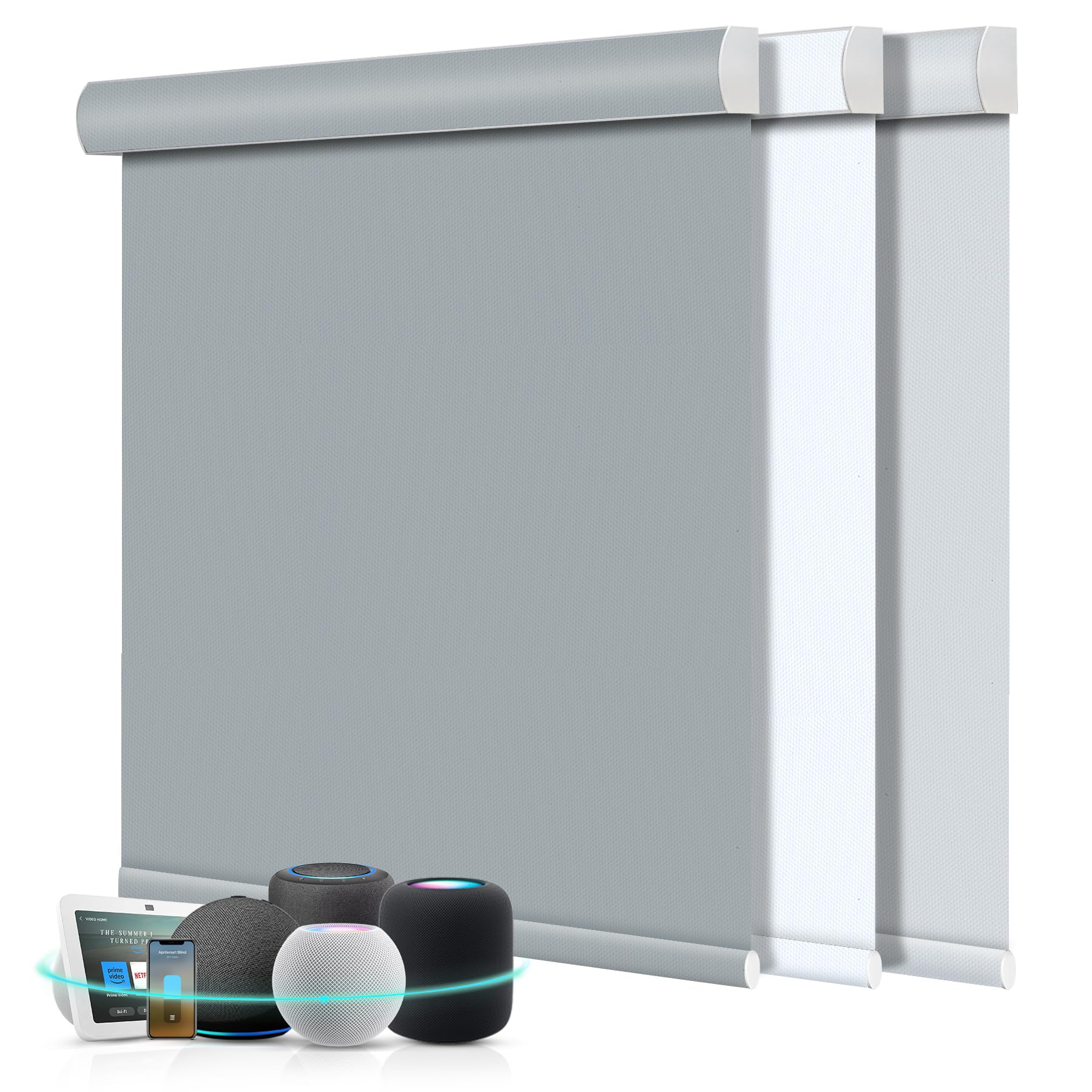 Aprilsmart Motorized Blinds with Remote,Compatible with Apple HomeKit Alexa Google Home- Voice and app Control,Motorized Roller Shades 100% Blackout