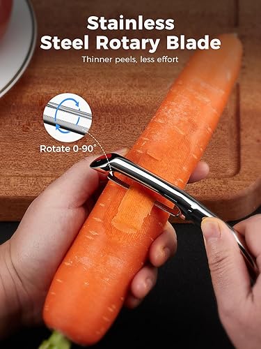 Miniatura 2 de Pelador profesional de verduras, pelador de patatas de acero inoxidable 304 para cocina, hoja ultra afilada, mango ergonómico antideslizante, apto