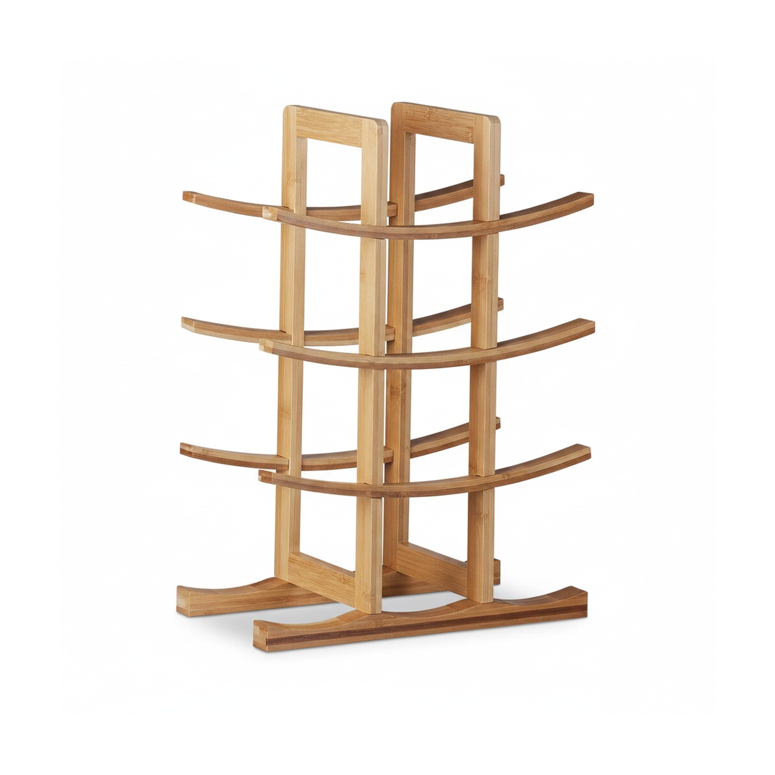 Relaxdays Portabottiglie in Bambù, per 12 Bottiglie, 4 Livelli, Orizzontale, da Terra, HLP: 42,5x30x16cm, Legno Naturale