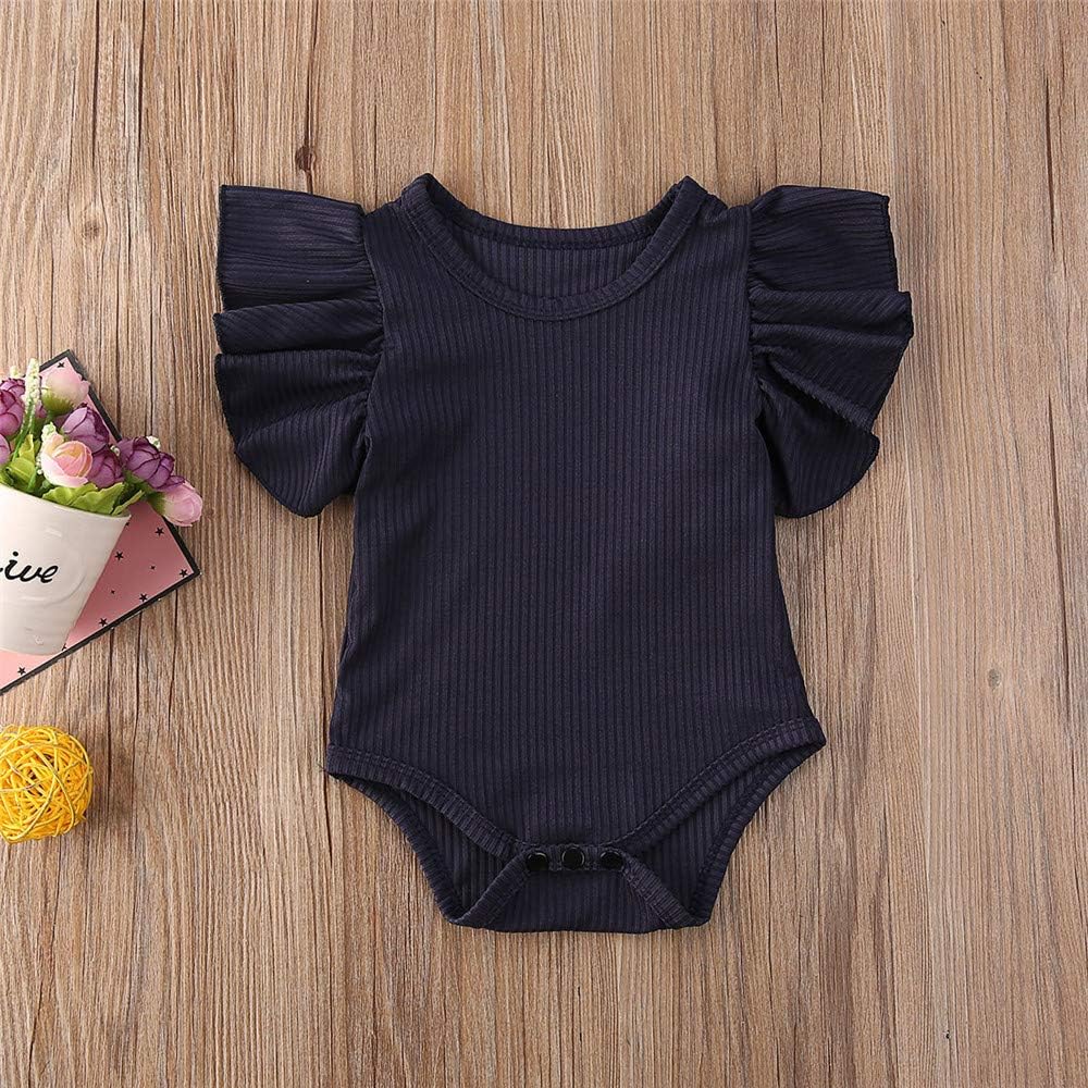 Newborn Infant Baby Girl Solid Ruffle Romper Bodysuit Jumpsuit Casual Clothes One Piece Outfit - Image 2