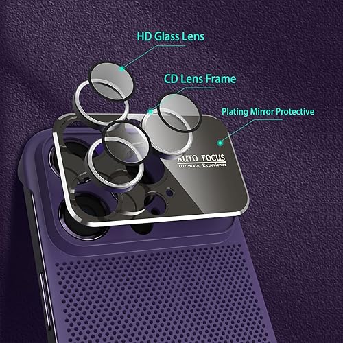 Miniatura 3 de Losin Funda para teléfono con disipación de calor para iPhone 14 Pro Max con ventana de vidrio, protección de lente de cámara, sin marco,