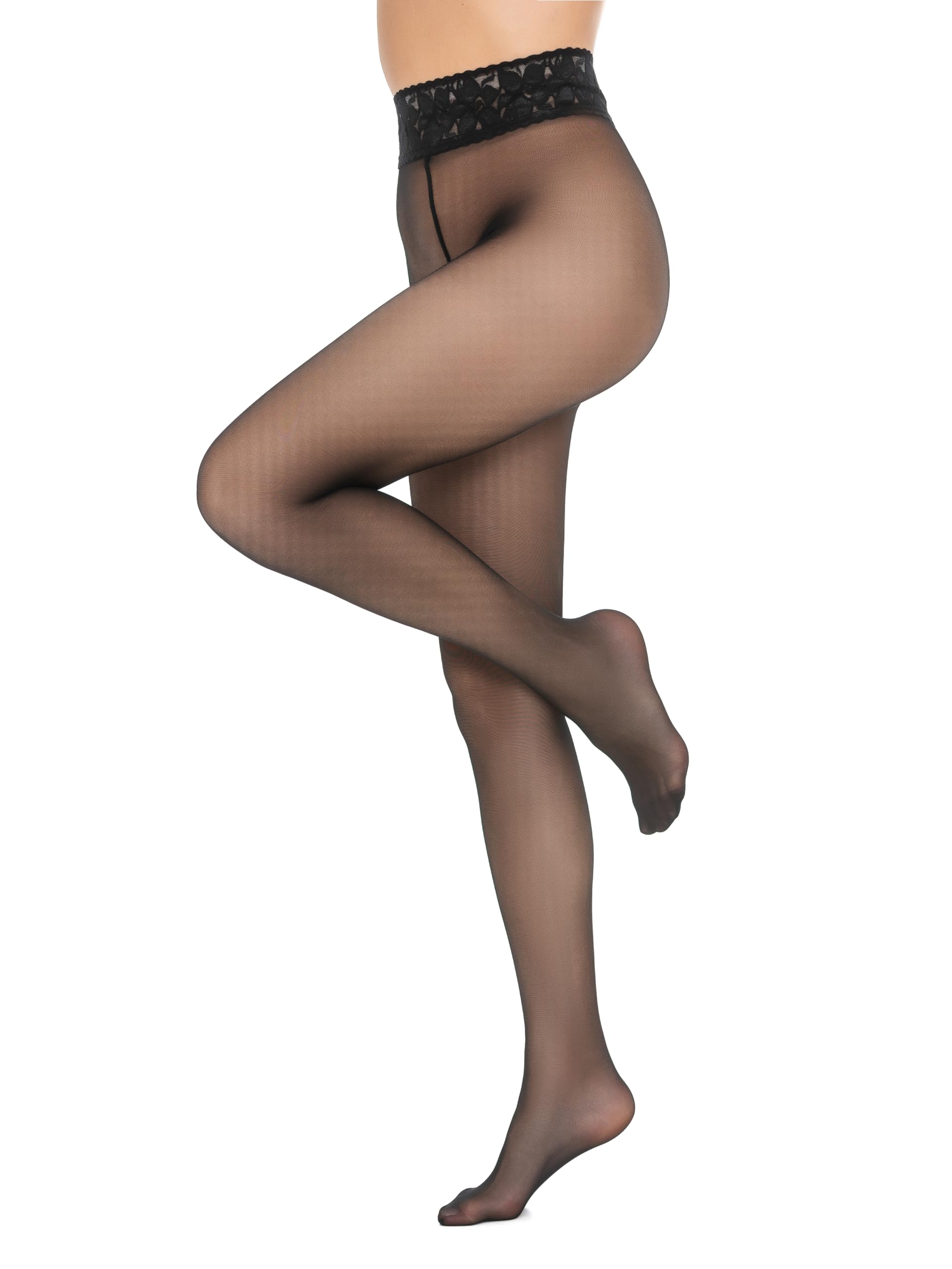 Veluk 40D Lace Tights for Women Belt Patterned Pantyhose