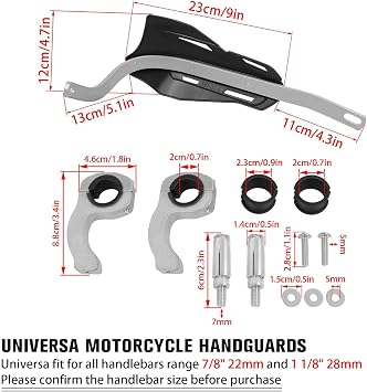 CHIFUN Handguard for 7/8 22mm and 1 1/8 28mm Motorcycle Handlebar Brake Lever Protection Hand Guard CNC Aluminum Compatible with ATV Motorbike Motocross Supermoto Racing Dirt Pit Bike