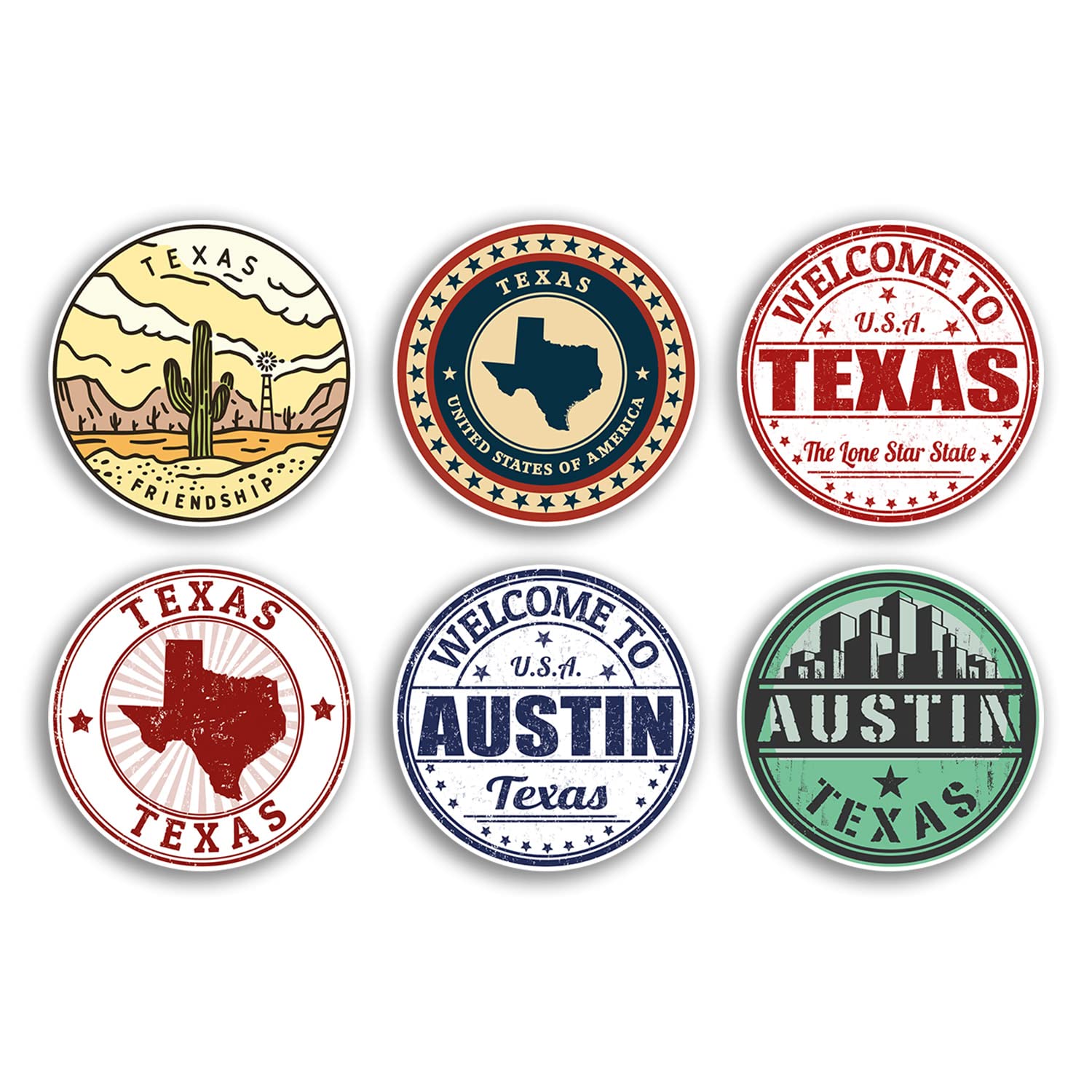 6 x 10cm Texas Vinyl Stickers - Austin US State America Travel Map Flag Holiday Luggage Design Gift #78825