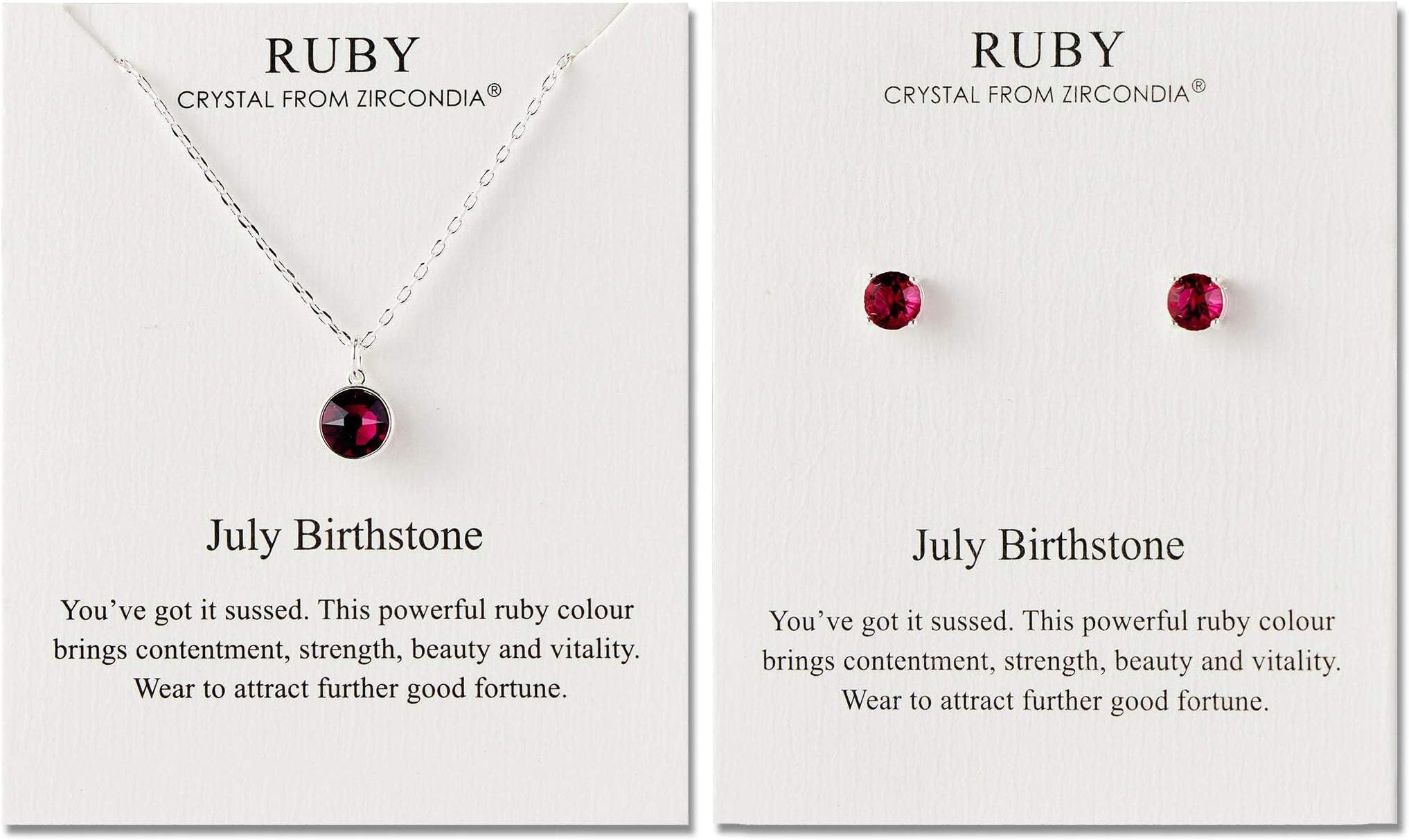 Philip JonesJuly (Ruby) Birthstone Necklace & Earrings Set Created with Zircondia® Crystals, Crystal, Cubic Zirconia