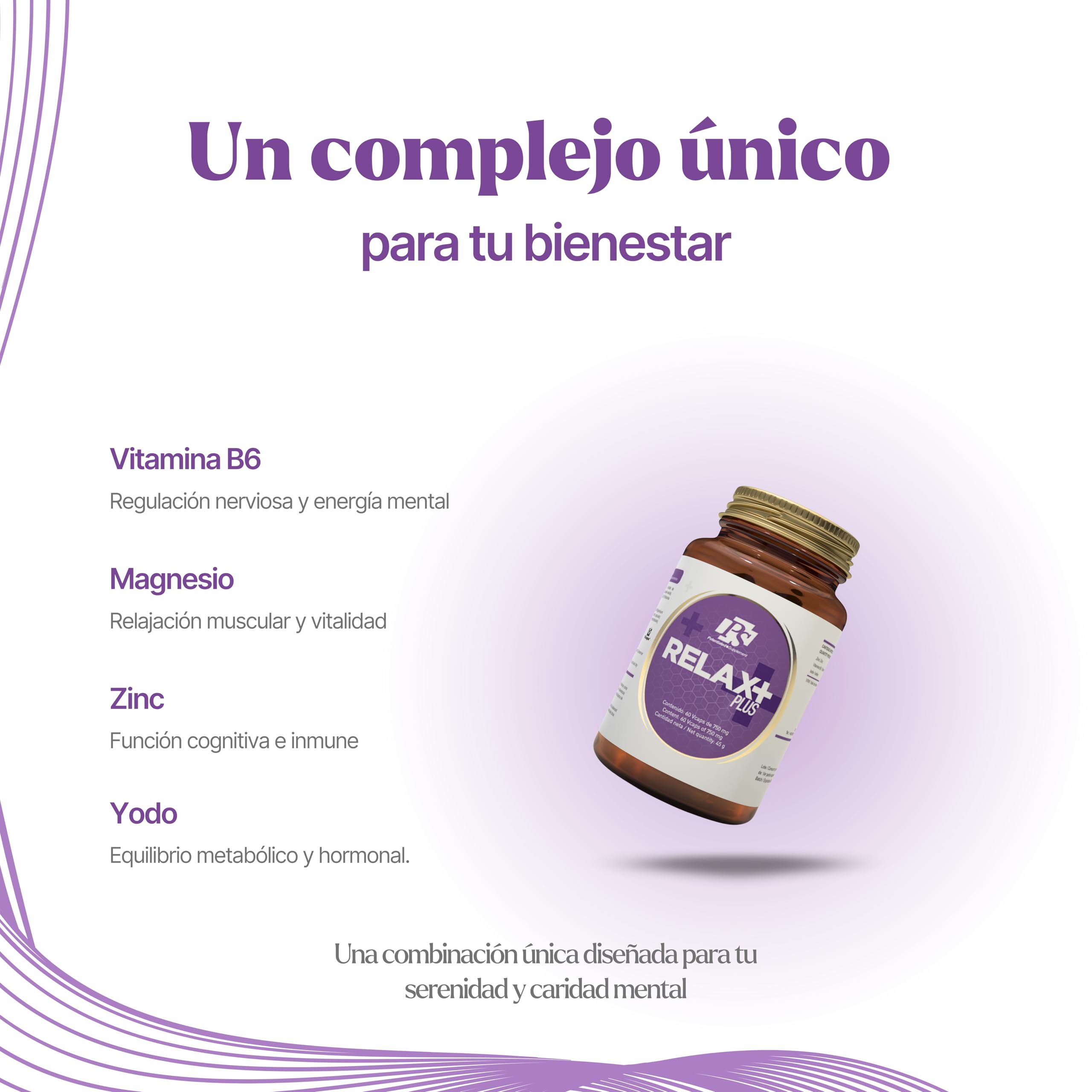 PS Relax Plus - Magnesio, Zinc, Yodo y Vitamina B6 para Fatiga y Cansancio Mental, Apoya el Sistema Nervioso, el Rendimiento Diario y la Función Tiroidea | 60 Cápsulas Vegetales
