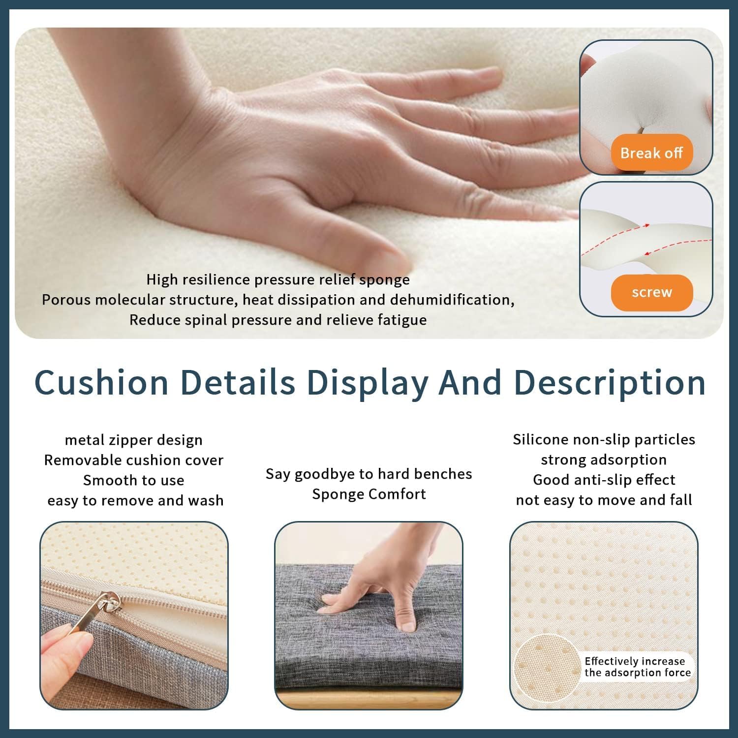 Garden Bench Seat Cushion Indoor/Outdoor Garden Swings Chair Cushion, Washable Patio Furniture Cushion Window Seat Cushions Piano Bench Cushions with Zipper(@10,31x14x2in)