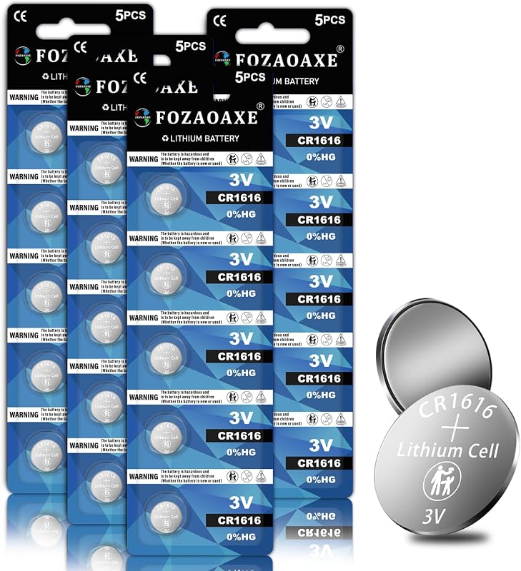 Bateria de lítio tipo moeda CR1616 FOZAOAXE 3 V para controles, relógios e eletrônicos – Pacote com 20 unidades