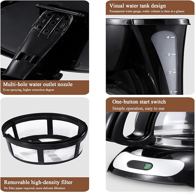 Cafetera de Goteo para 4-6 Personas, Máquina de Café Filtro miniatura 4