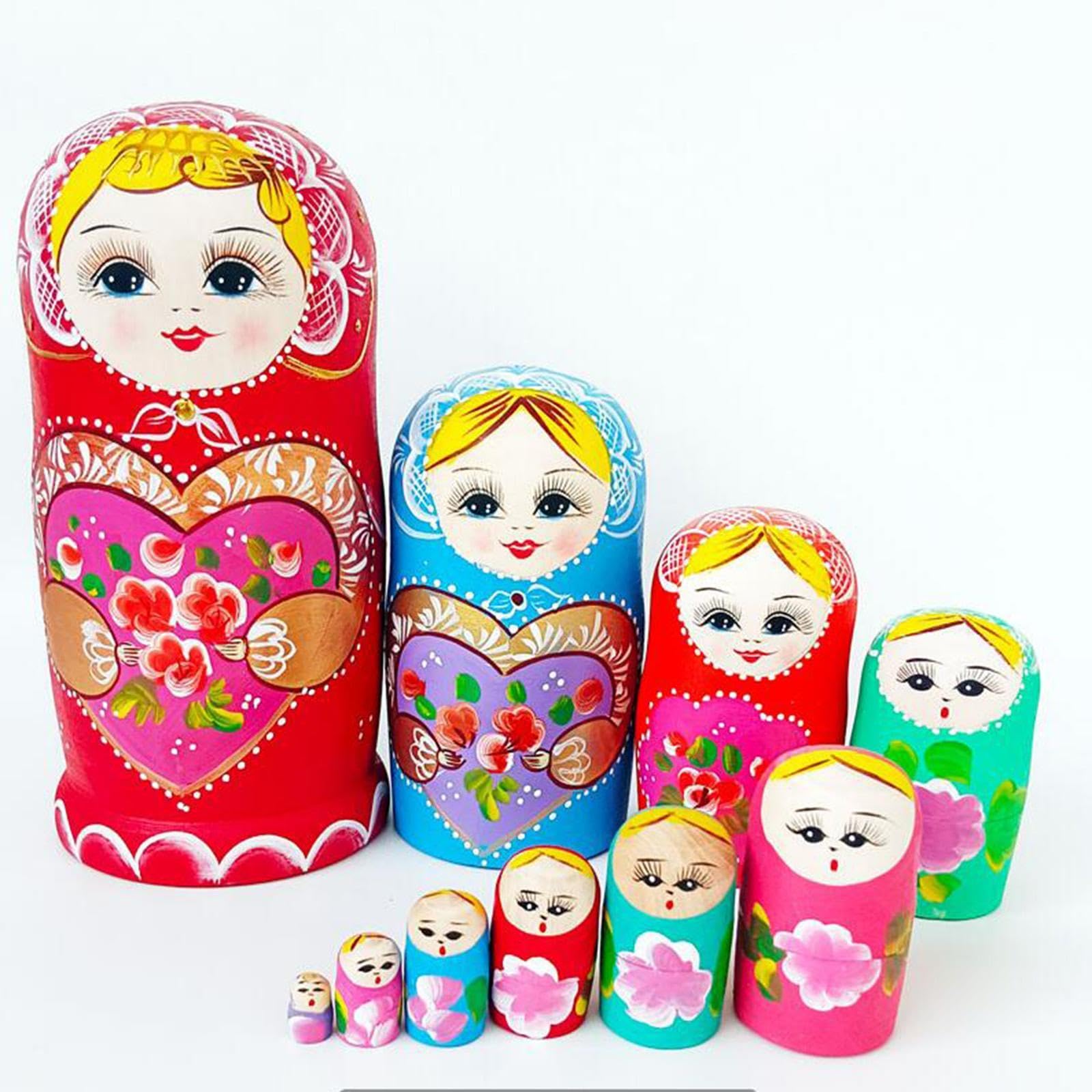 CALANDIS™ 10Pcs Wooden Russian Nesting Dolls Decoration Stacking Doll Set for Children 2