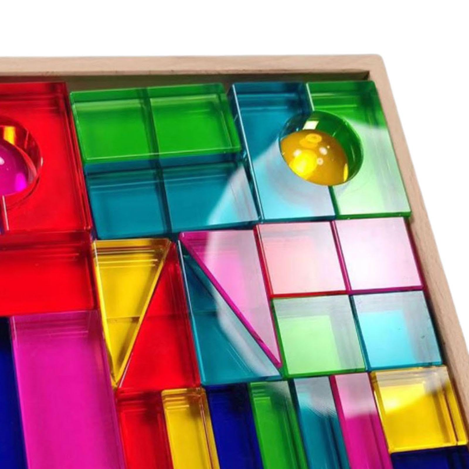 Juego de Bloques de Construcción Apilables, Cubos Acrílicos, Juguetes de Cristal con Función de Apilamiento Sensorial, Apto para Niños.