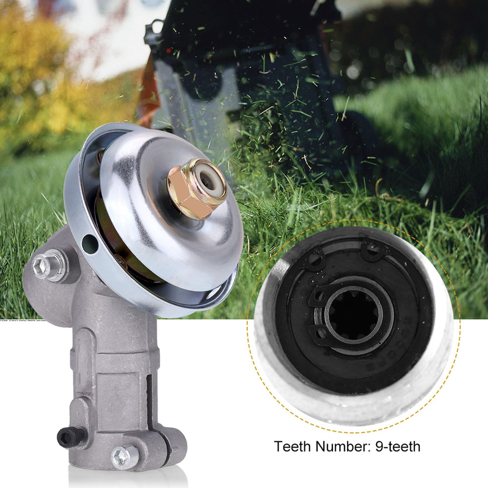 KooingTech Brush Cutter Head, Strimmer Head, 26mm Diameter Brush Cutter Gearhead Replacement for Strimmer Trimmer Brush Cutter (9 teeth) - Image 4