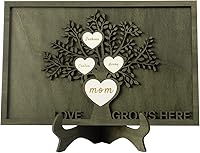 Vista 29 de Joyforisa Regalos para mamá y abuela, marco personalizado del árbol de la vida con corazones y nombres, marco de árbol familiar de madera