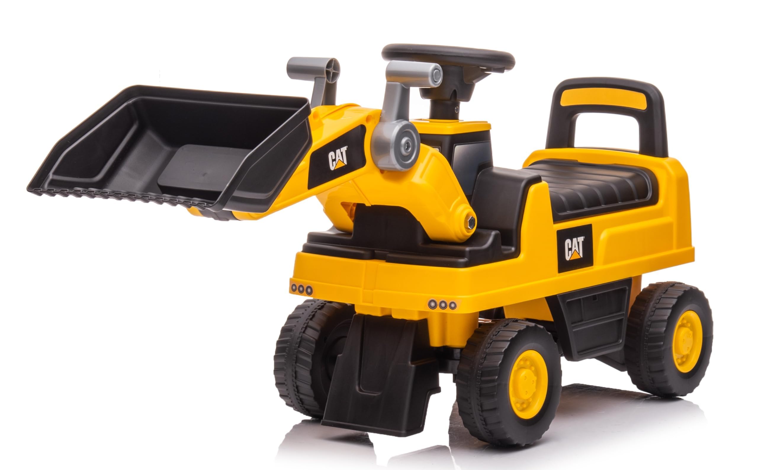 Primi Passi Escavatore Cavalcabile per Bambini 1 3 Anni Schienale Ergonomico Clacson Pala Mobile Vano Portaoggetti e Dispositivo Antiribaltamento (Ruspa Giallo)