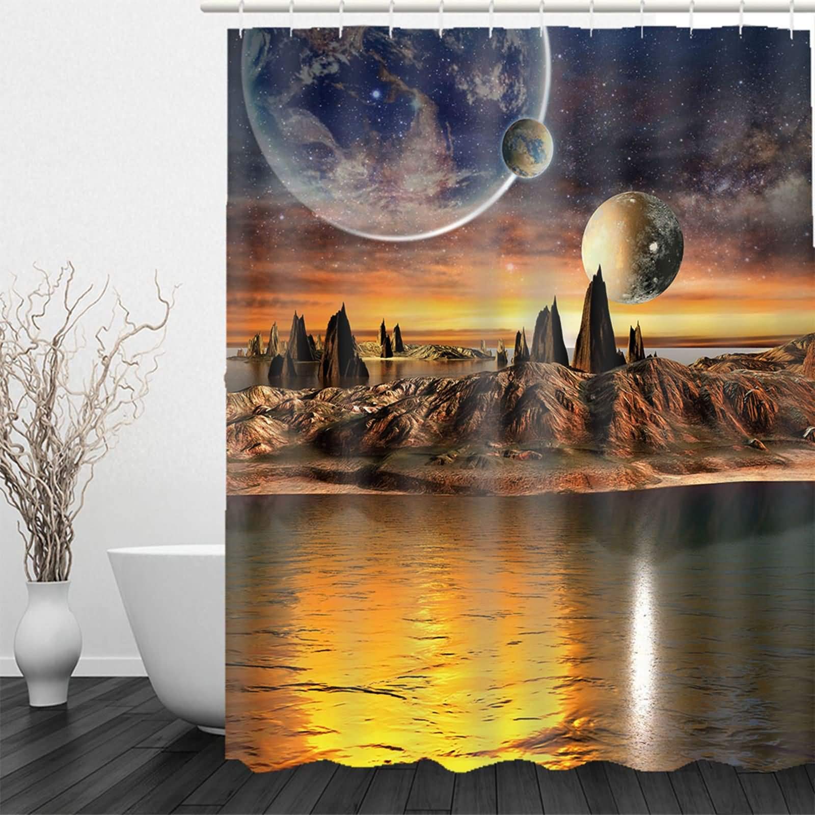 AmDxD Zasłona prysznicowa 180 x 200 cm, z poliestru z 12 pierścieniami do zasłony prysznicowej, do łazienki, wanny, szybkoschnąca, odporna na pleśń, nadaje się do prania, pomarańczowo-brązowa, 180 x 200 cm
