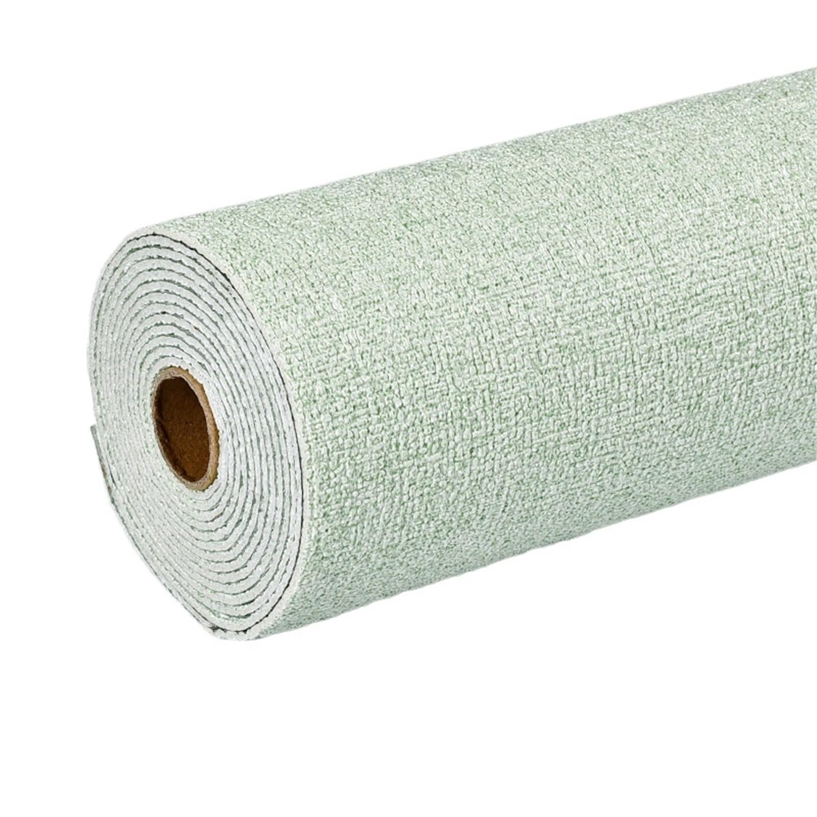 Papier peint autocollant résistant et lavable aspect lin vert 10m