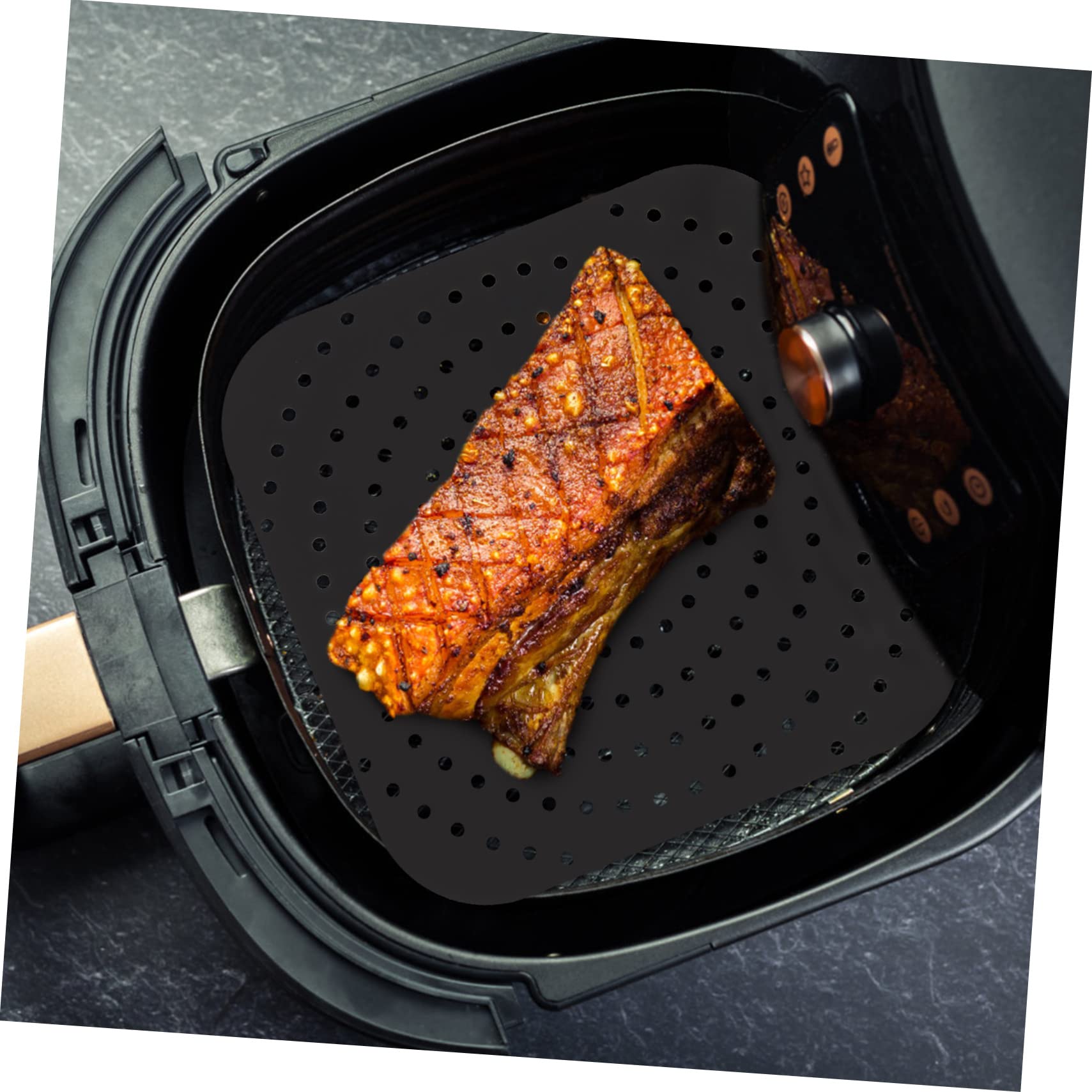 TOPBATHY 4 Stück Silikon-Fritteuseinlagen Backmatte für die Küche Wiederverwendbares Pad für Heißluftfritteuse silikonmatte für backofen silikonschalen für airfryer Silikon-Backmatte