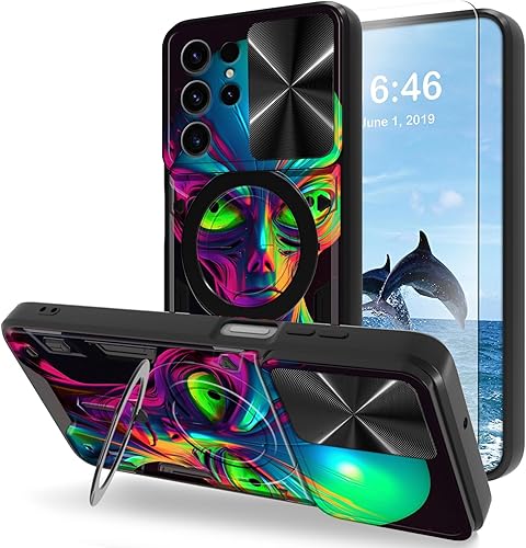 Funda para Samsung Galaxy S23 Ultra con soporte giratorio de 360, resistente a prueba de golpes para Galaxy S23 Ultra, con protector de pantalla y