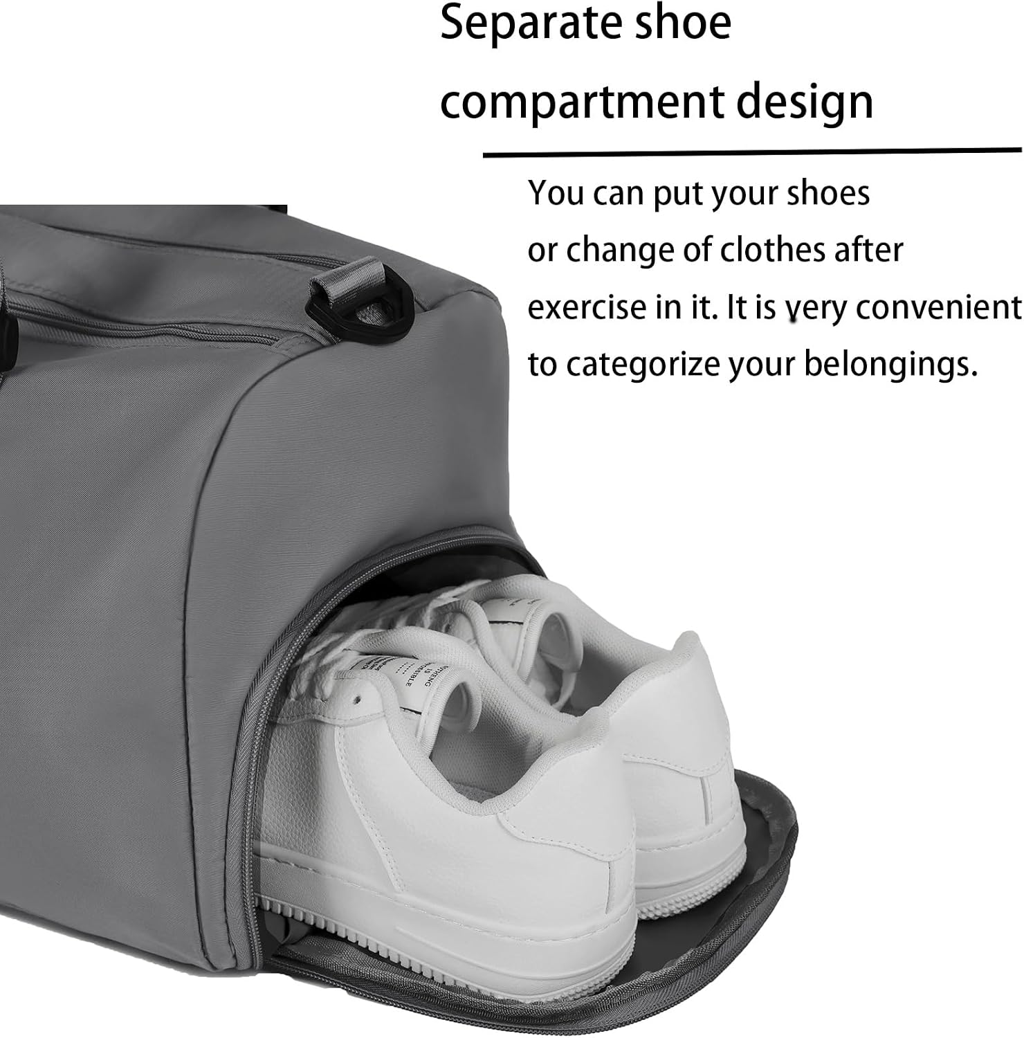 Gym Bag Womens Mens with Shoes Compartment and Wet Pocket,Travel Duffel Bag for Plane,Sport Gym Tote Bags Swimming Yoga,Waterproof Weekend Overnight Carry on Bag Hospital Holdalls (Grey)