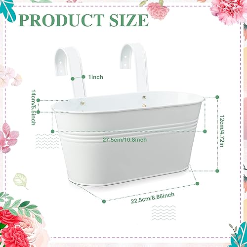 Miniatura 8 de Foaincore 9 macetas de barandilla de hierro de metal ovaladas para colgar para jardín, balcón, caja de plantas, cubo colgante para interiores y