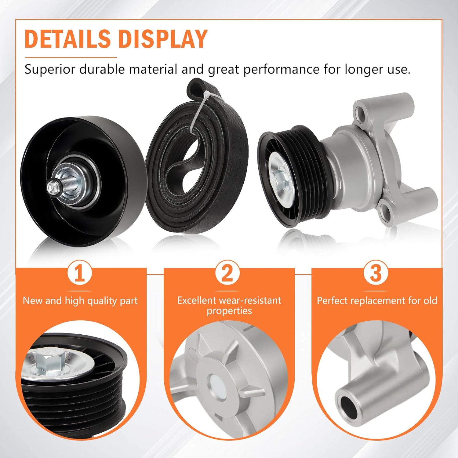 39083 Drive Belt Tensioner Pulley Compatible With Silverado 1500 Sierra 1500 2009 2010 2011 2012 2013 Avalanche 2009 Hummer H2 90K-39083A Serpentine Belt Drive 49275 19193110 88929140 12609719