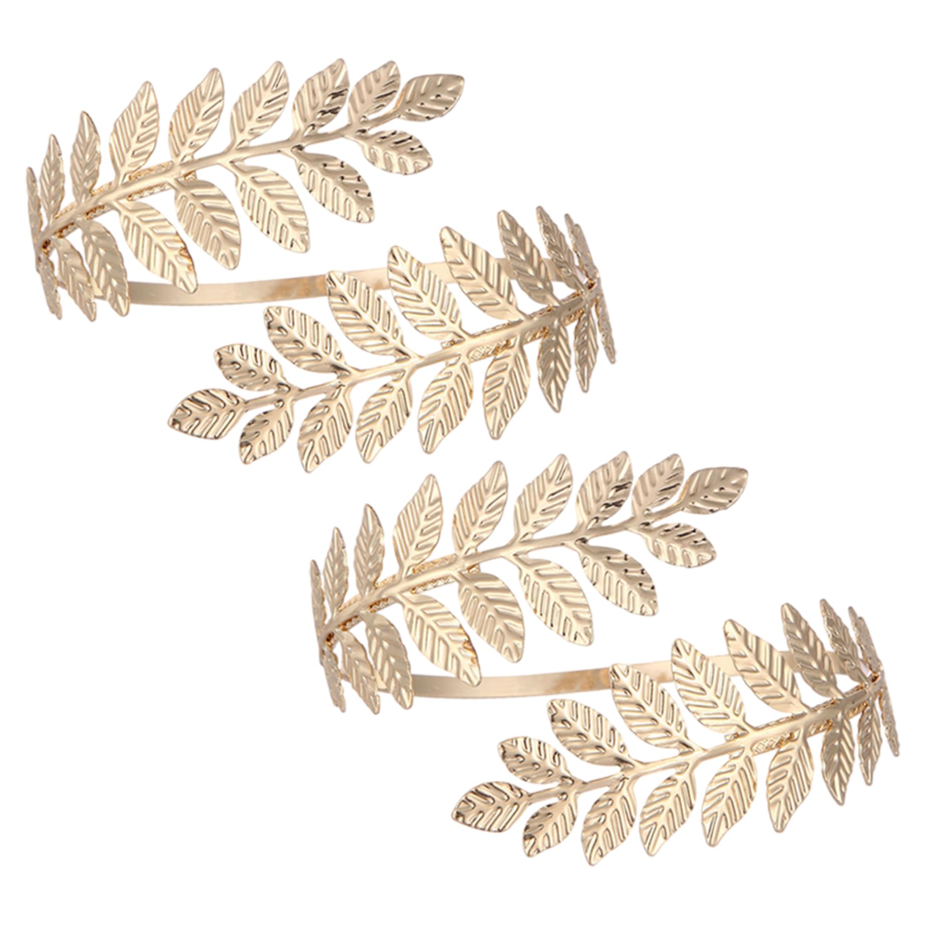 Bemonew Brazalete ajustable para mujer diseño de hoja de diosa griega ideal para bodas (dorado 2 unidades)