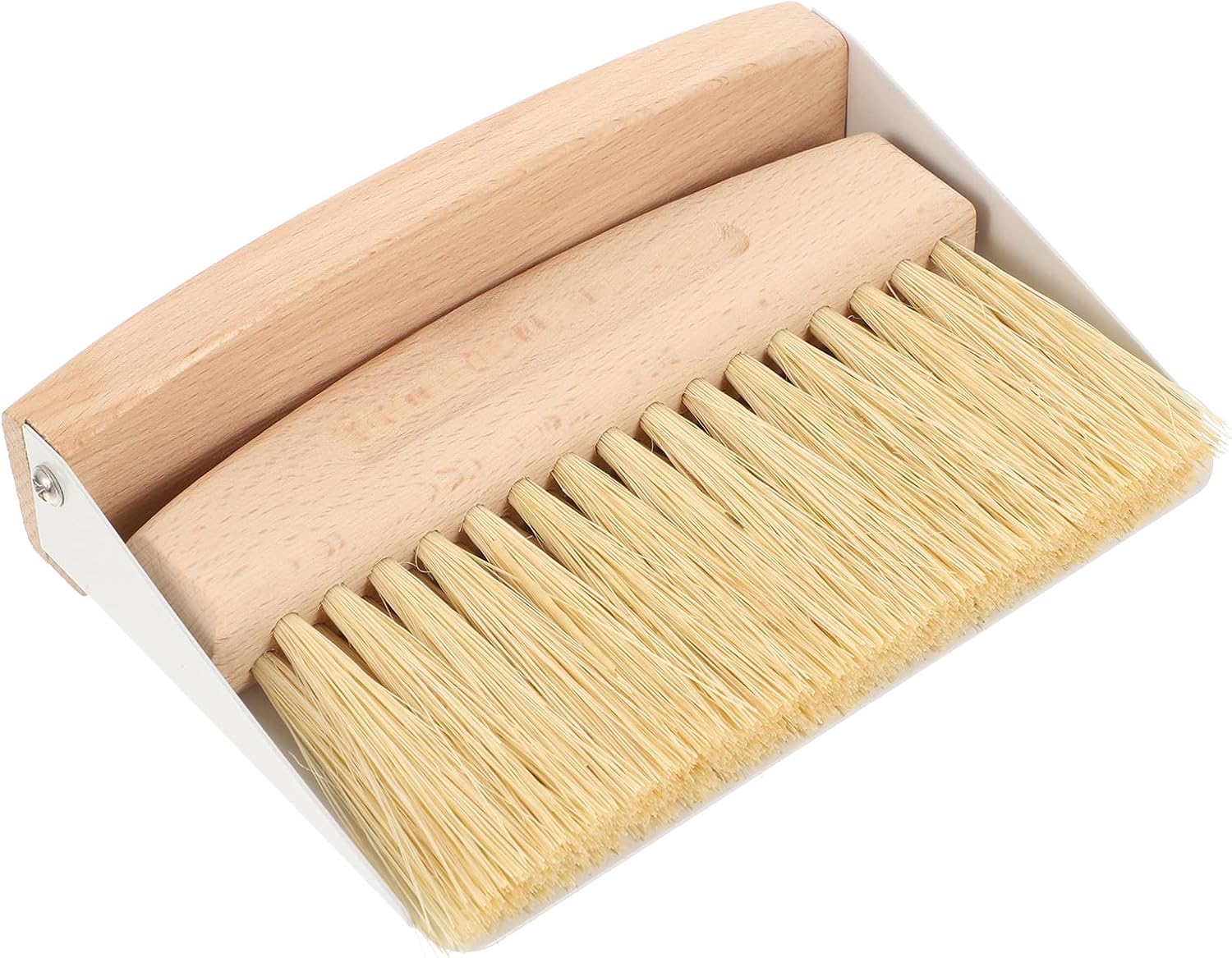 Mini Desktop Hand Brush and Dustpan Set, White Sisal Bristles, Compact Cleaning Broom for Household and Pet Use, Portable Tabletop Sweeping Kit