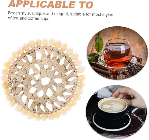 Miniatura 4 de Garneck Antideslizante 4 piezas Mesa de comedor Natural Shell Ronda Coaster Ocean Theme Coaster