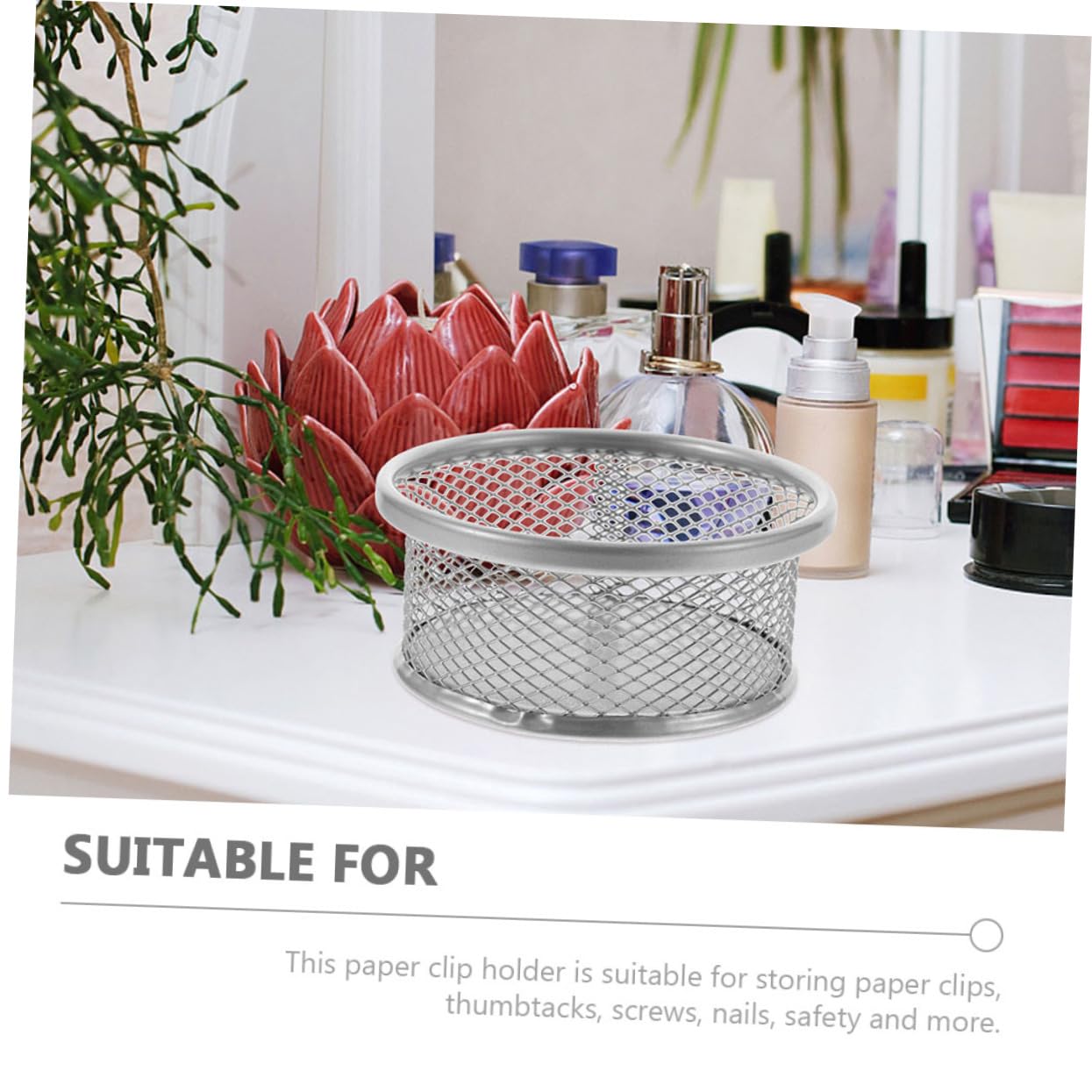 BESPORTBLE Silver Mesh Desk Accessories Paperclip Holder Desk Mesh Paperclip Containers Office Holders for Paper Clips