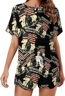 Memorial Day All Gave Some Some Gave All Pajamas for Women Set Short Sleeve Tops Shorts 2 Piece Pjs Lounge Sleepwear