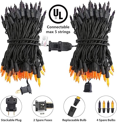 Vista 31 de Toodour Luces de Navidad transparentes, 12.5 pies, 50 unidades, incandescentes, para interiores y exteriores, con certificación UL, conectable