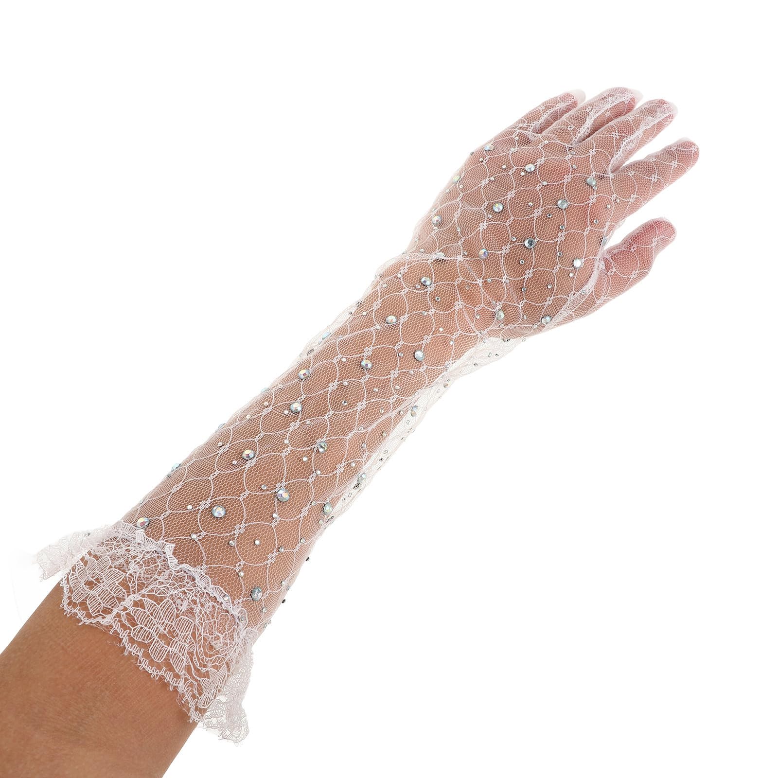 Abaodam 3 Pares Guantes Largos de Encaje Blanco para Mujer Diseño Elegante y Material Transpirable para Bodas y Eventos Formales