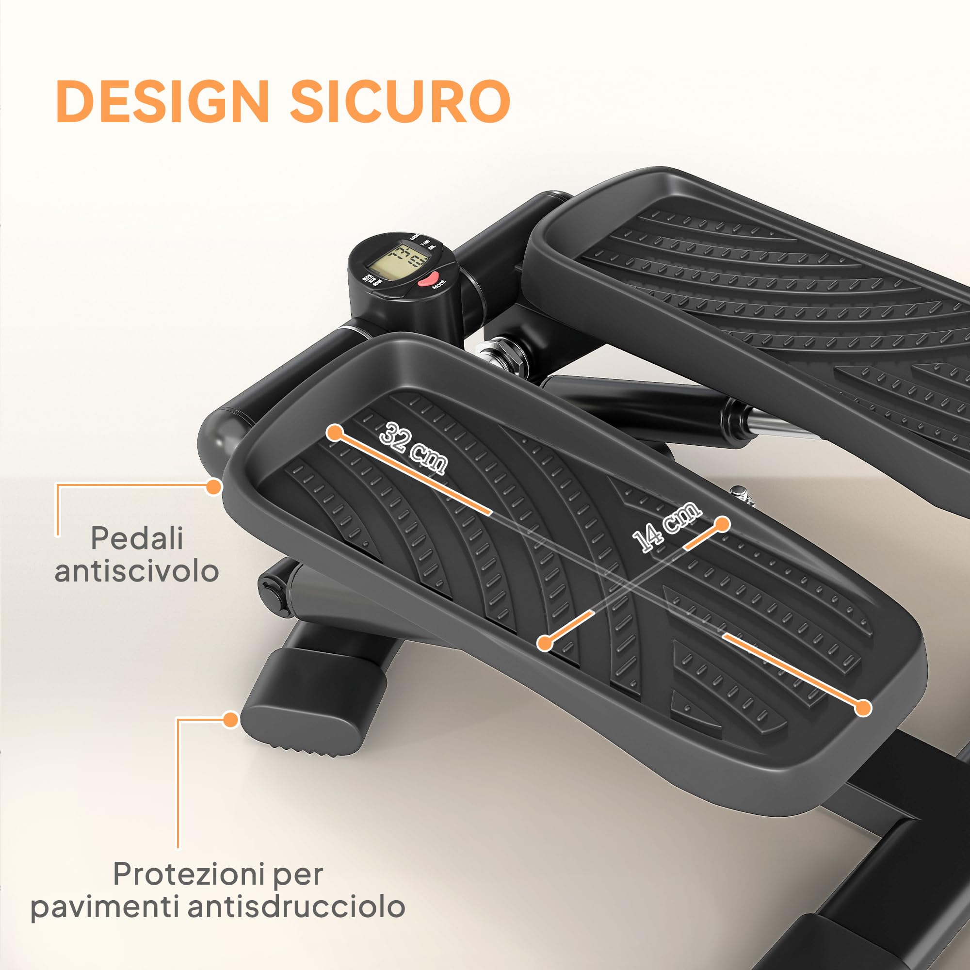 SPORTNOW Mini Stepper 2 in 1, Step Twist con Monitor LCD, Pedali Grandi e Antiscivolo, Stepper Fitness Casa Attrezzatura Cardio per Allenamento Gambe e Vita, per Casa Palestra, Senza Montaggio