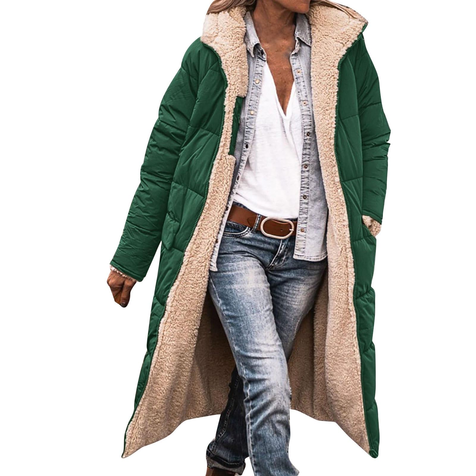 Genérico Płaszcze Damskie Zimowe Eleganckie Gruba Pikowana Kurtka Z Kapturem Bawełniany Puffer Parka Wiatroszczelny Ciepły Płaszcz