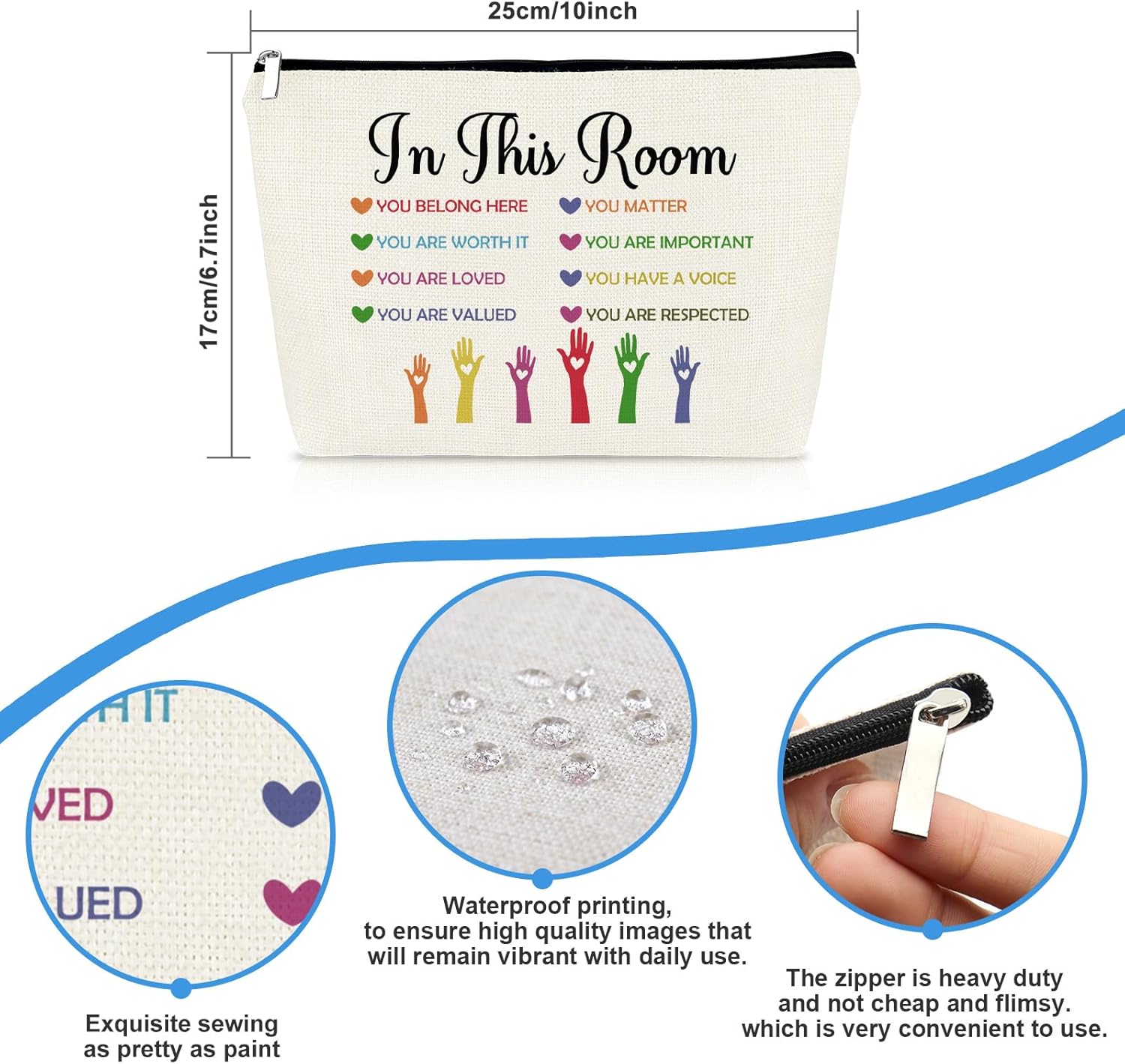 Inspirational Gifts for Family Positive Theme Makeup Bag for Women Encouragement Motivational Gift for Daughter Aunt Niece Sister Mom Cousin Grandma Christmas Birthday Gifts Travel Cosmetic Bag Pouch - Image 2