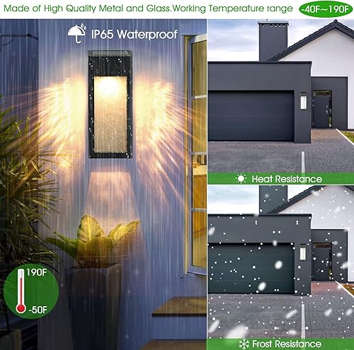 Miniatura 7 de Luces solares para exteriores, luces de valla de vidrio sembrado de metal, luces de pared impermeables de encendido/apagado automático, luces